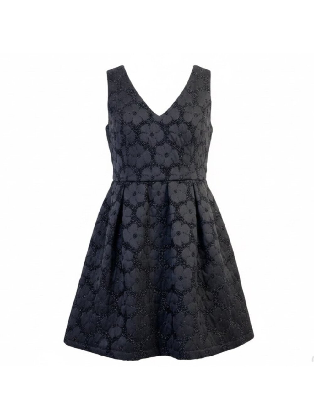 Topshop Womens Black Fit & Flare Floral Pattern Sleeveless V-Neck Dress Size 12